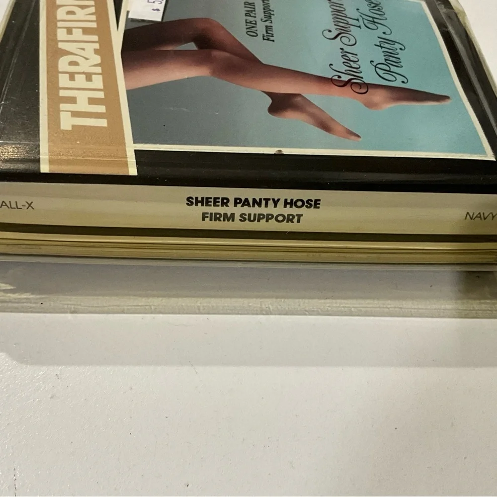 Vintage TheraFirm Firm Support Pantyhose Size Tall-X Navy Sheer NOS